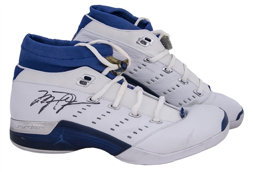 2002 Michael Jordan Game Used & Signed Jordan XVII Sneakers Photo Matched To 2/12/2002 (Sports Investors Authentication, Resolution Photomatching & JSA)